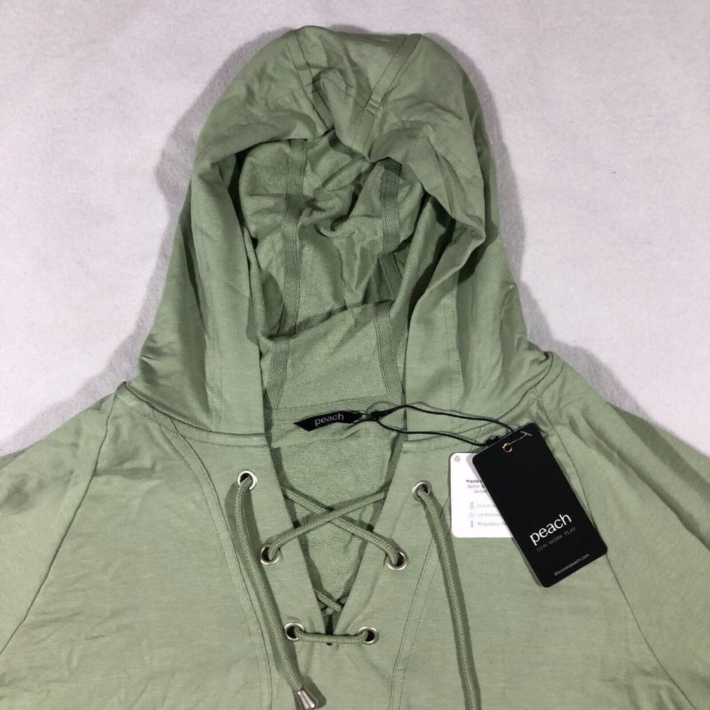 NEW Peach Womens XL Shafer Hoodie Top Bamboo UV P1481 Green NWT $89 - Picture 2 of 11